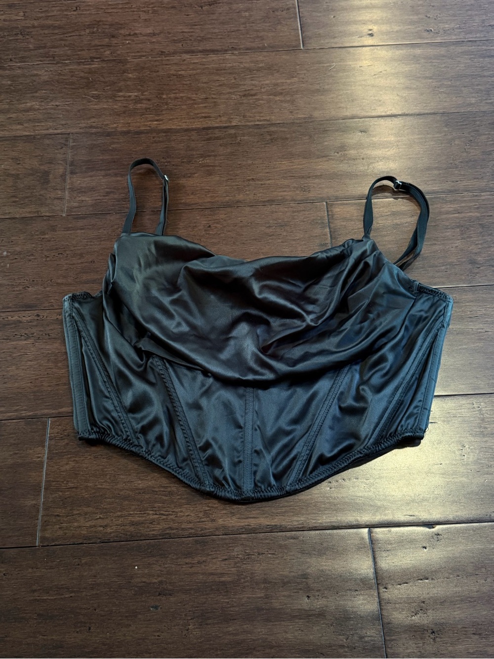 Urban Outfitters Black Satin Corset Crop Top